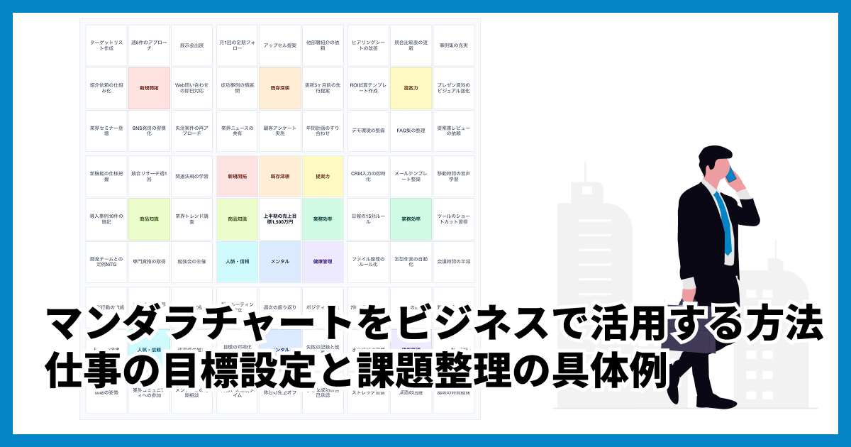 マンダラチャートをビジネスで活用する方法|仕事の目標設定と課題整理の具体例
